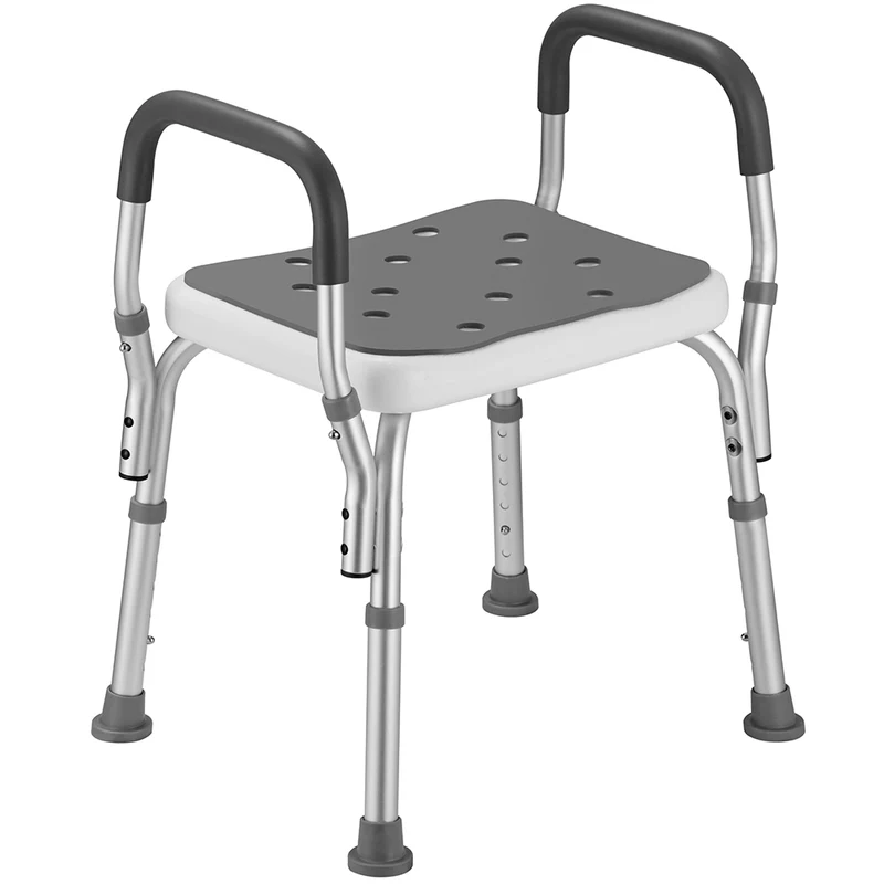 Sgabello da Doccia Regolabile 6 Altezze Antiscivolo 150kg Sedile Ergonomico