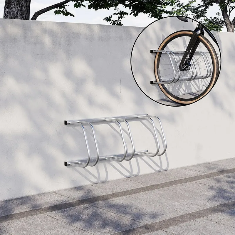 Rastrelliera Parcheggio Bici 3 Posti in Acciaio 33x27x72 cm Silver