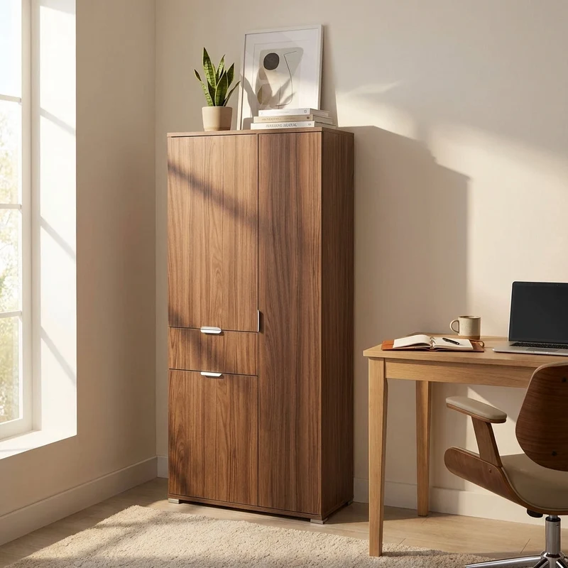 Armadio con 3 ante e un cassetto in Legno Composito cm 75x38x174 - KADEN
