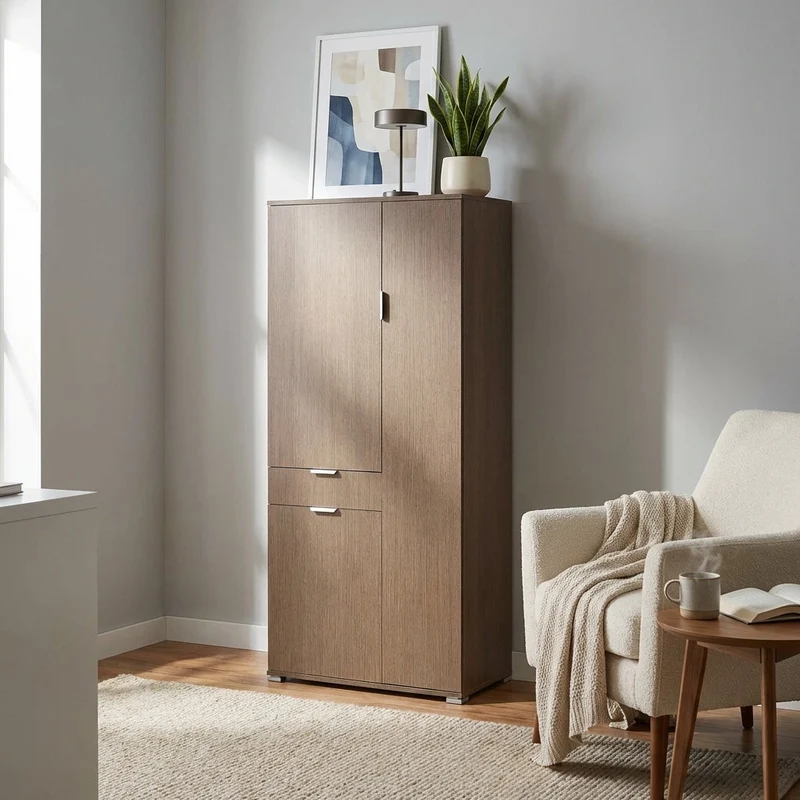 Armadio con 3 ante e un cassetto in Legno Composito cm 75x38x174 - KADEN