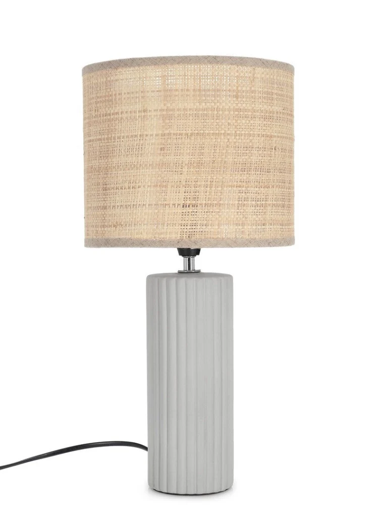 Lampada da Tavolo in Ceramica con Paralume in Rafia - AMIR