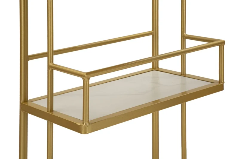 Bancone Bar Luxy 120x45x150 cm in Metallo e Marmo Artificiale Oro e Bianco