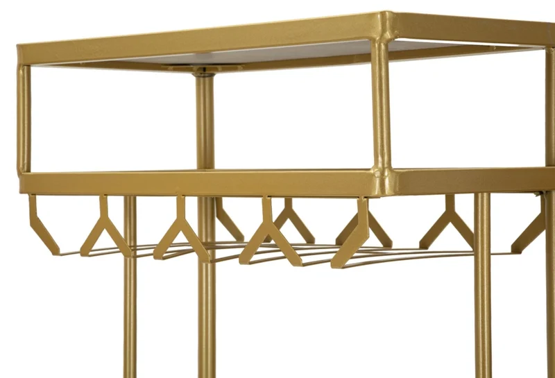 Bancone Bar Luxy 120x45x150 cm in Metallo e Marmo Artificiale Oro e Bianco