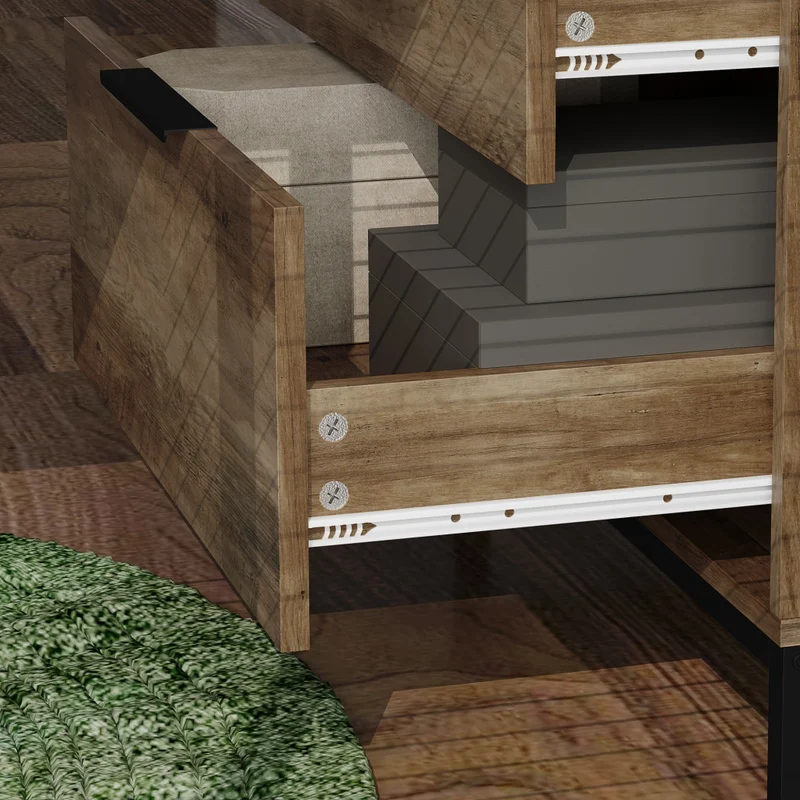 Cassettiera 3 Cassetti Antiribaltamento 62x35x82 cm in Legno e Metallo Marrone Scuro