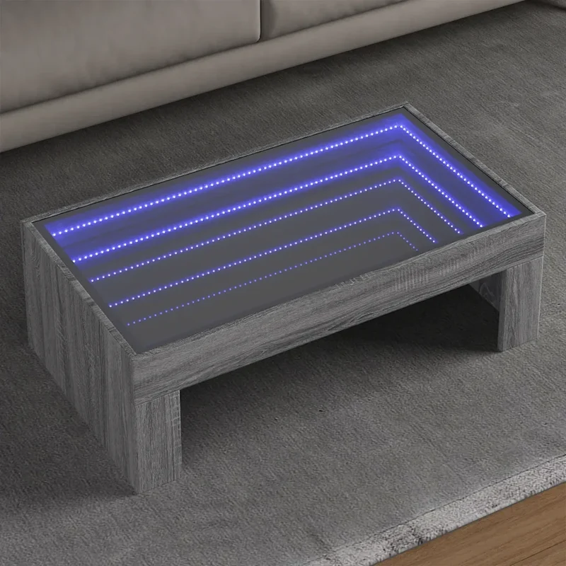 Tavolino da Salotto con LED Infinity Grigio Sonoma 90x50x30 cm 847621