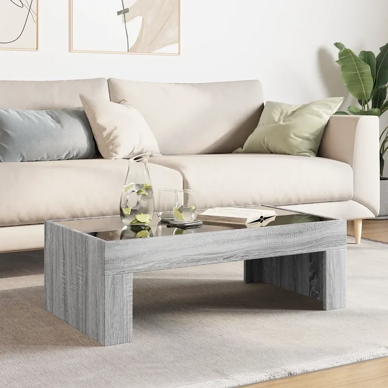 Tavolino da Salotto con LED Infinity Grigio Sonoma 90x50x30 cm 847621