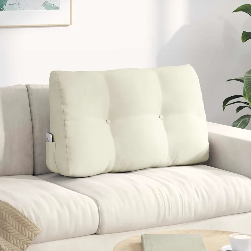 Cuscino per Schiena Crema 80 x 24 x 50 cm Velluto 42014438