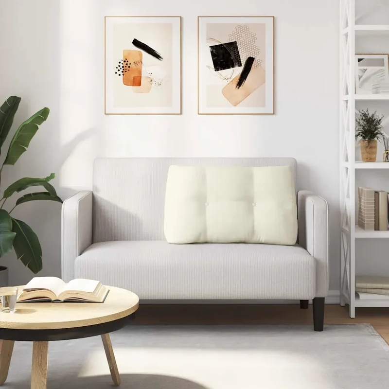 Cuscino per Schiena Crema 80 x 24 x 50 cm Velluto 42014438
