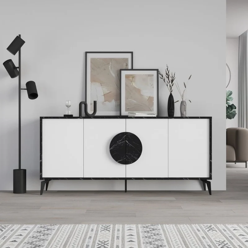 Madia 4 Ante 180x35,6x82 cm in MDF Gora Bianco
