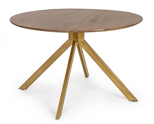 Tavolo da Pranzo Ø120x76 cm in Acciaio e Legno