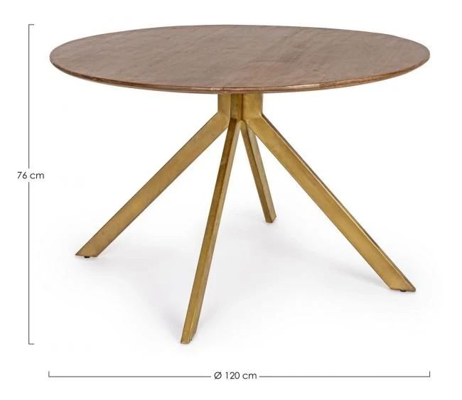 Tavolo da Pranzo Ø120x76 cm in Acciaio e Legno