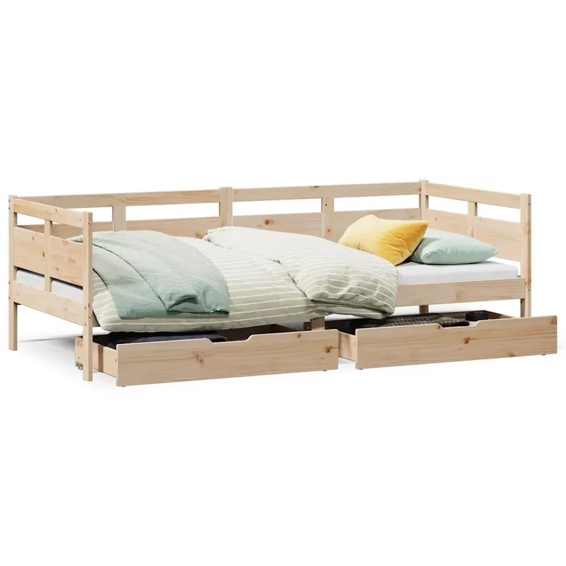 Dormeuse con Cassetti 90x190 cm in Legno Massello Pino 3302118