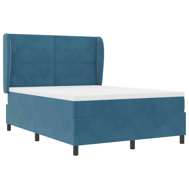 Letto a molle con testiera Blu Scuro 190 x 140 cm Velluto 3340926