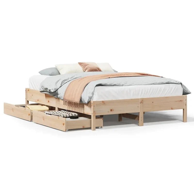 Letto senza Materasso 135x190 cm in Legno Massello di Pino 3301725