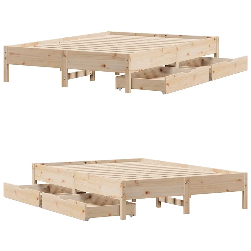 Letto senza Materasso 135x190 cm in Legno Massello di Pino 3301725