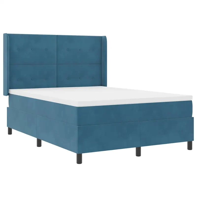 Letto a molle con testiera Blu 140 x 190 cm Velluto 3342006