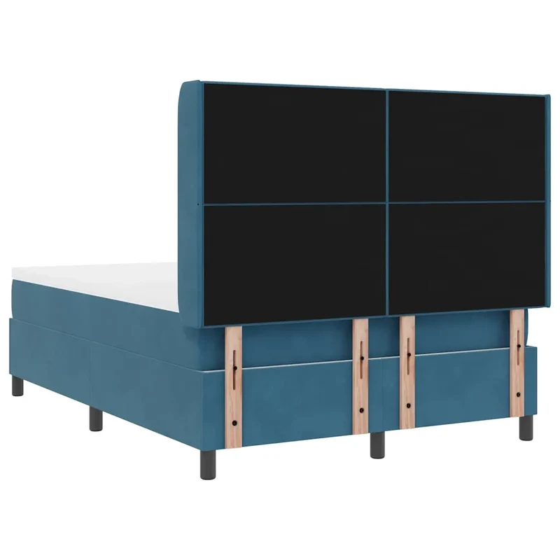Letto a molle con testiera Blu 140 x 190 cm Velluto 3342006