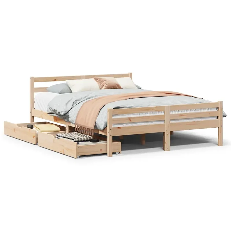 Letto senza Materasso 135x190 cm in Legno Massello di Pino 3301600