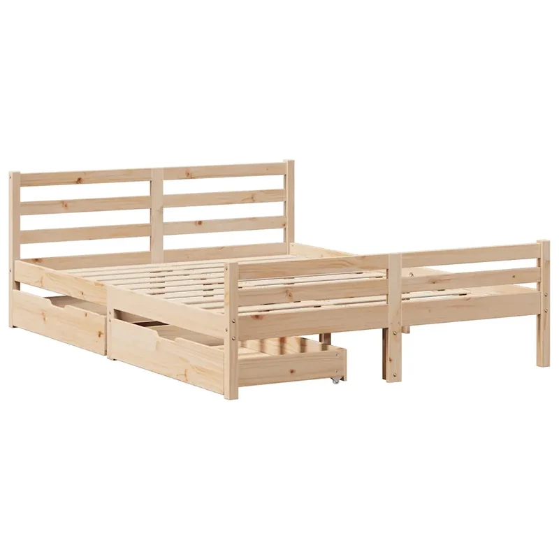 Letto senza Materasso 135x190 cm in Legno Massello di Pino 3301600