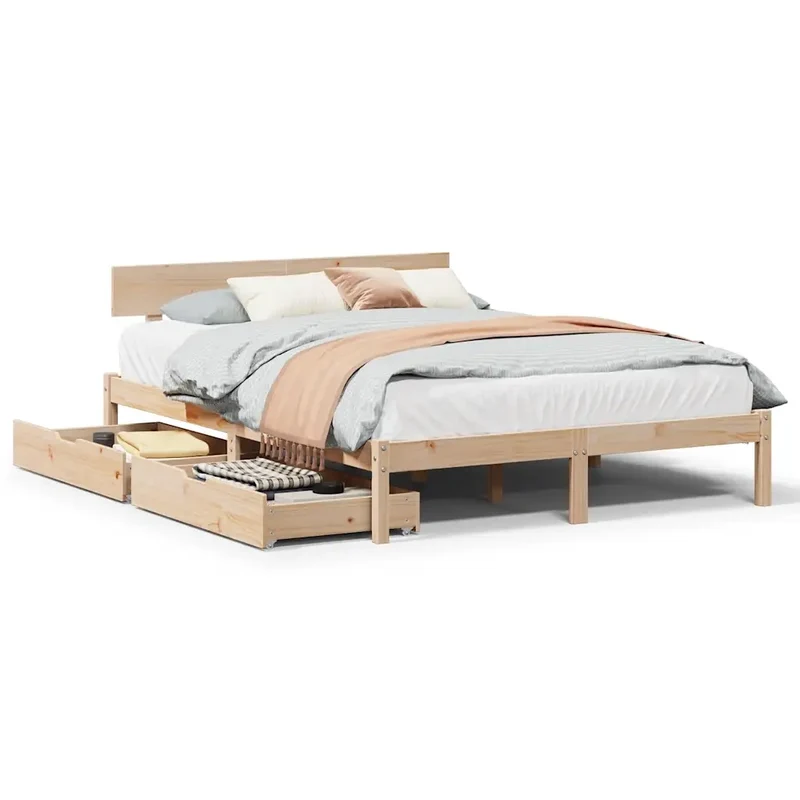 Letto senza Materasso 140x190 cm in Legno Massello di Pino 3301506