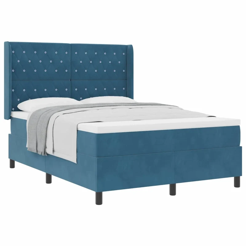 Letto a molle con materasso Blu 140 x 190 cm Velluto 3341952