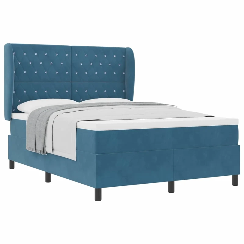 Letto a molle con testiera Blu Scuro 190 x 140 cm Velluto 3340872