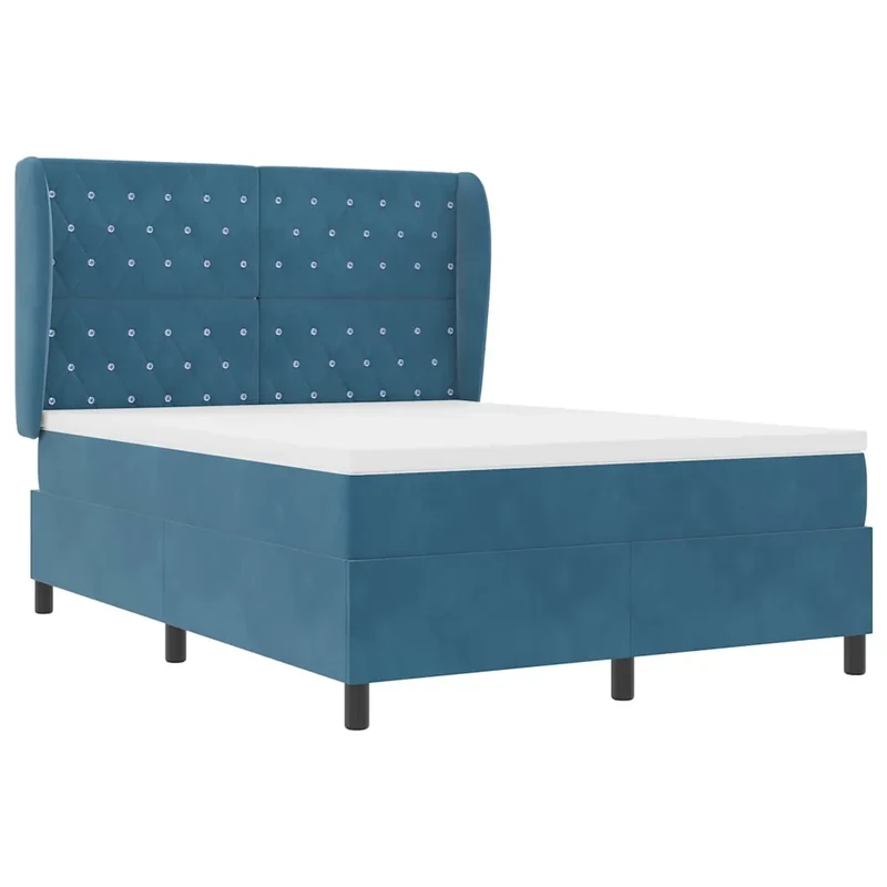 Letto a molle con testiera Blu Scuro 190 x 140 cm Velluto 3340872