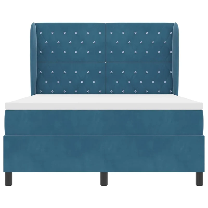 Letto a molle con testiera Blu Scuro 190 x 140 cm Velluto 3340872