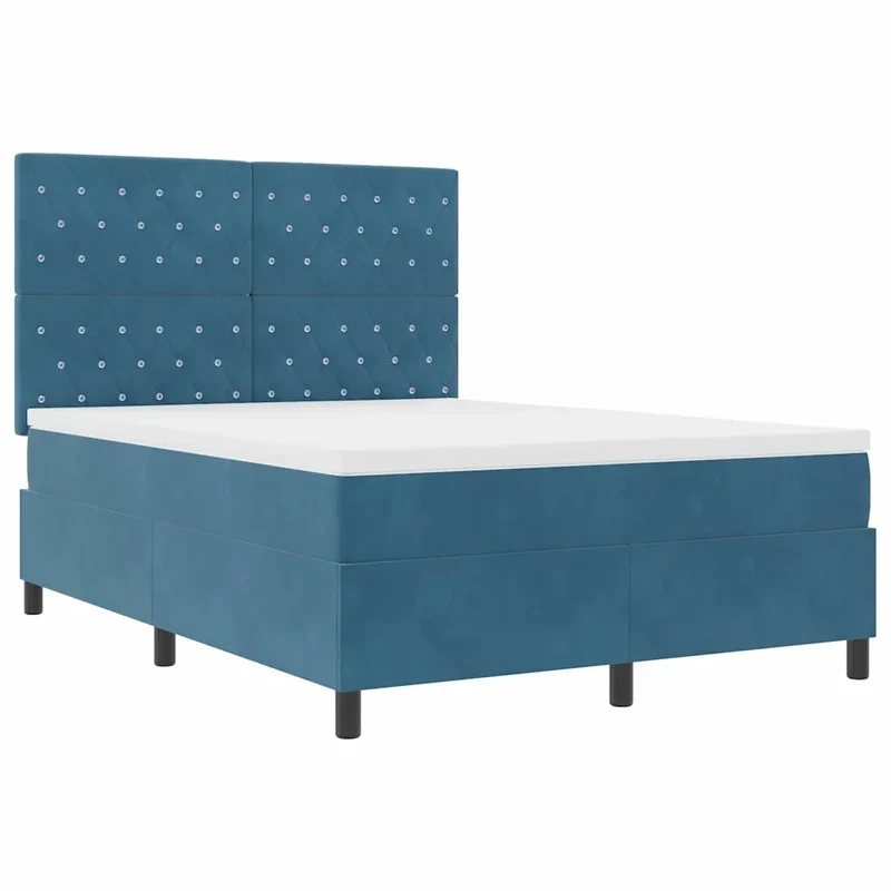 Letto a molle con materasso Blu Scuro 140 x 190 cm Velluto 3339768