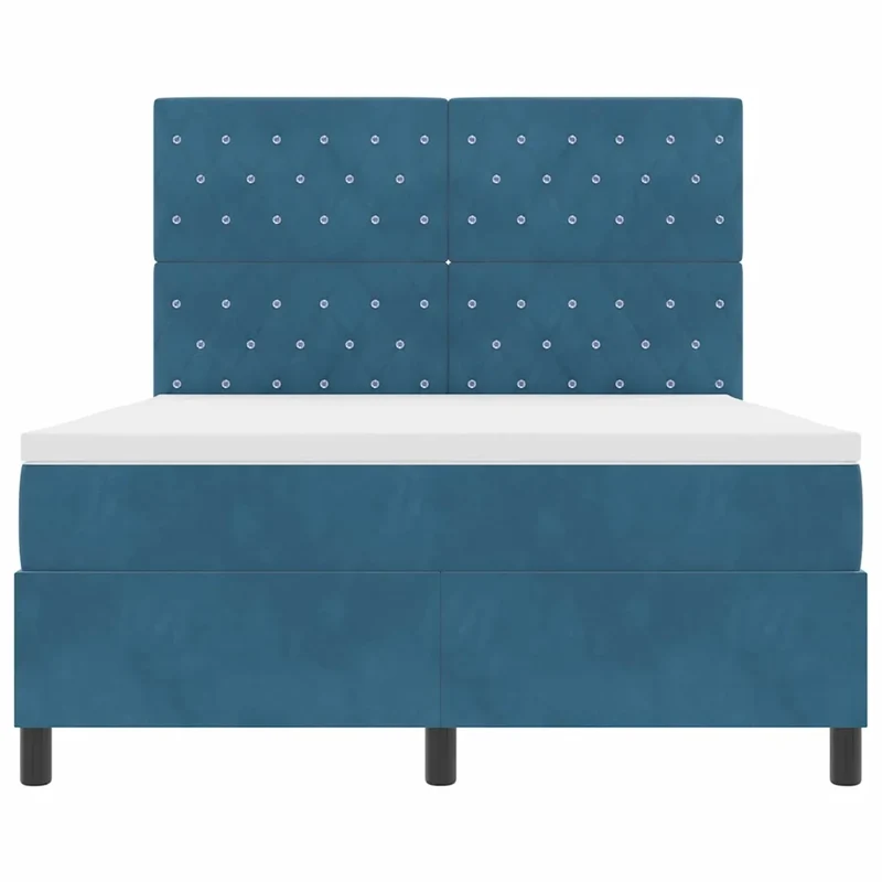 Letto a molle con materasso Blu Scuro 140 x 190 cm Velluto 3339768