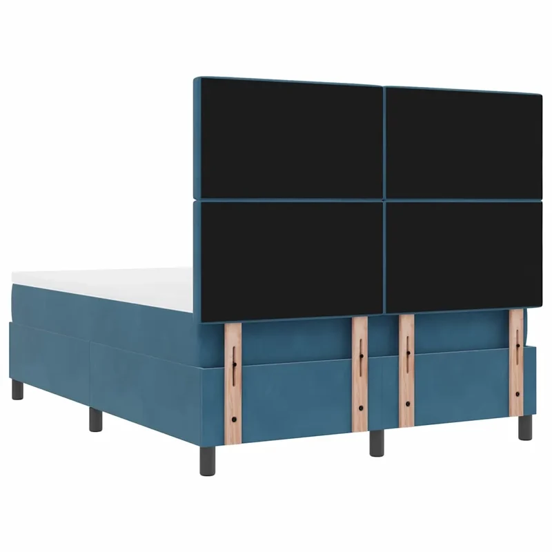 Letto a molle con materasso Blu Scuro 140 x 190 cm Velluto 3339768