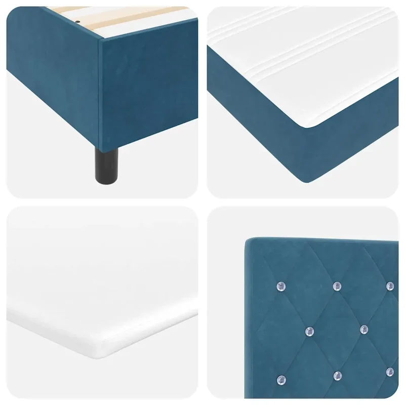 Letto a molle con materasso Blu Scuro 140 x 190 cm Velluto 3339768