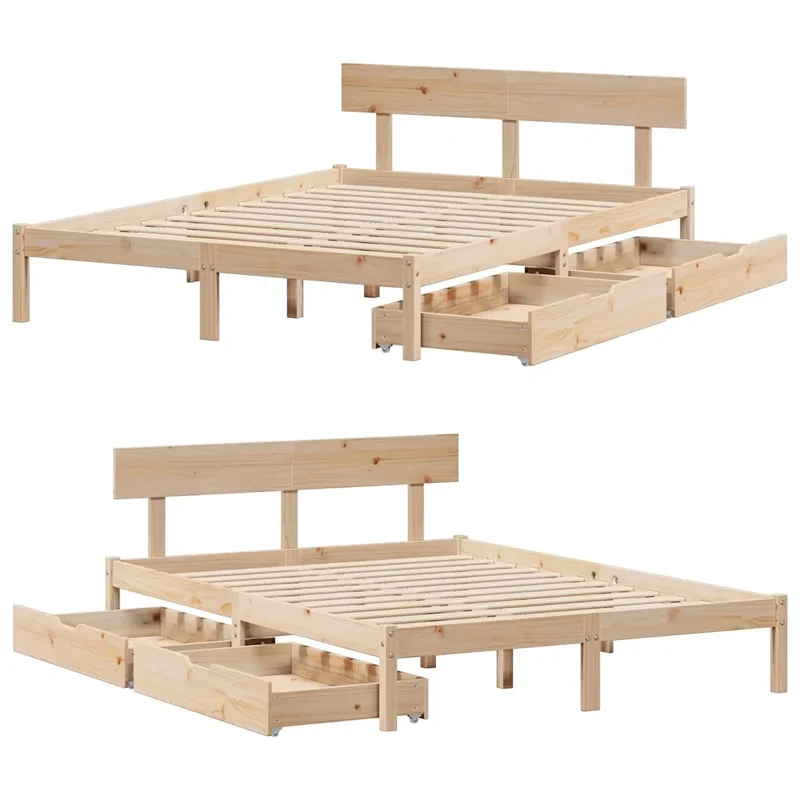 Letto senza Materasso 120x190 cm in Legno Massello di Pino 3301502