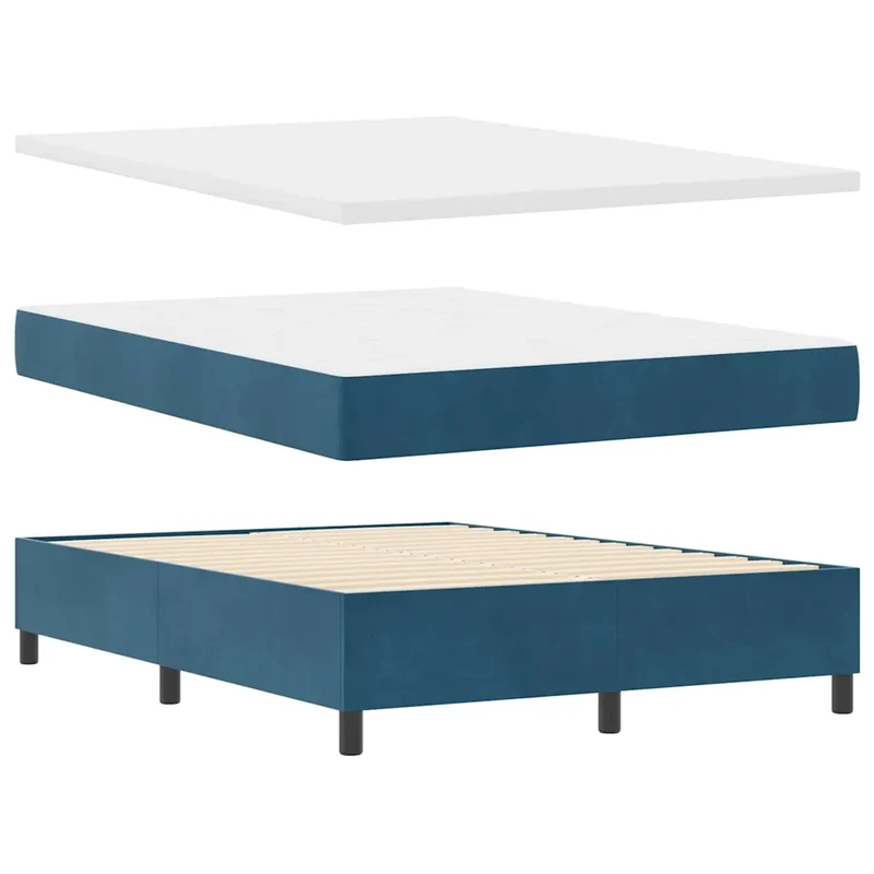 Letto a Sorgente LED Blu Scuro 140 x 190 cm Velluto 3343314