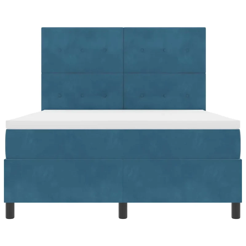 Letto a Sorgente LED Blu Scuro 140 x 190 cm Velluto 3343314