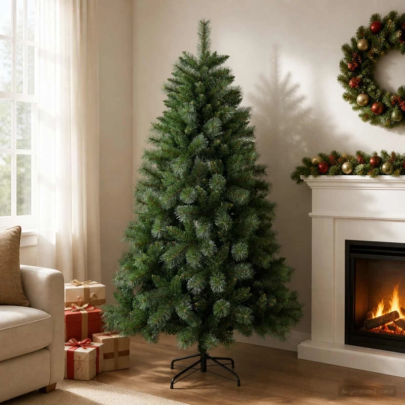 Albero di Natale artificiale 210 cm PVC e Metallo Verde 42056464
