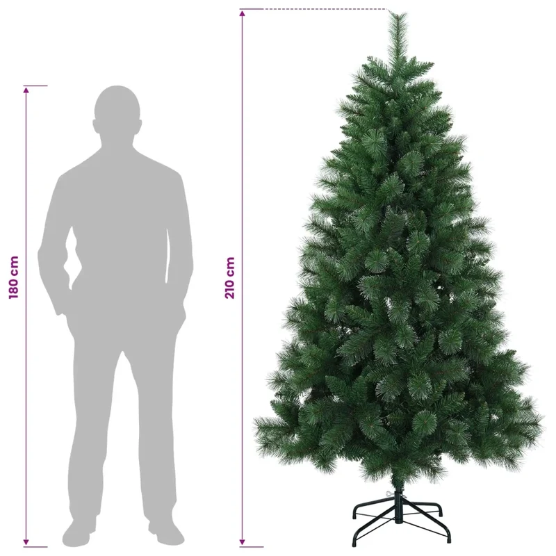 Albero di Natale artificiale 210 cm PVC e Metallo Verde 42056464