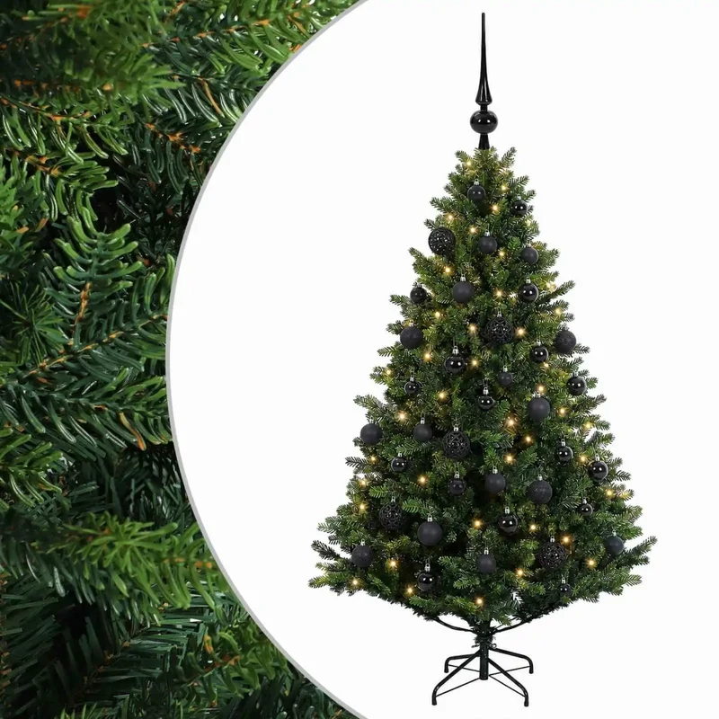 Albero di Natale Artificiale con Palline 150 cm 150 LED 3465586