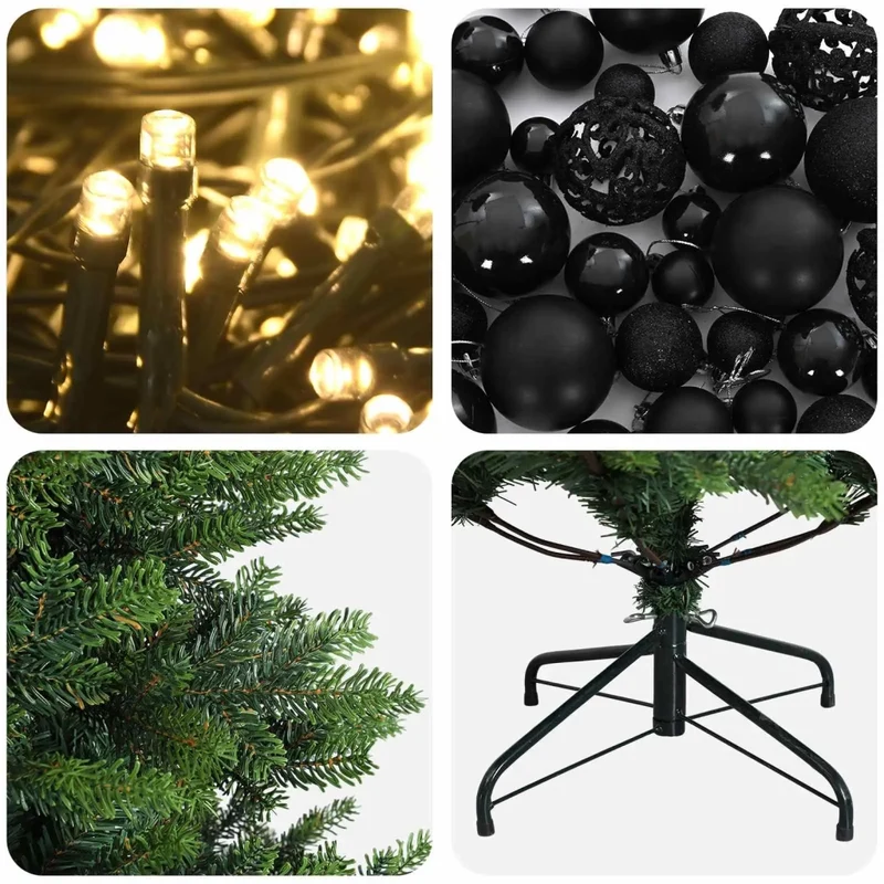 Albero di Natale Artificiale con Palline 150 cm 150 LED 3465586