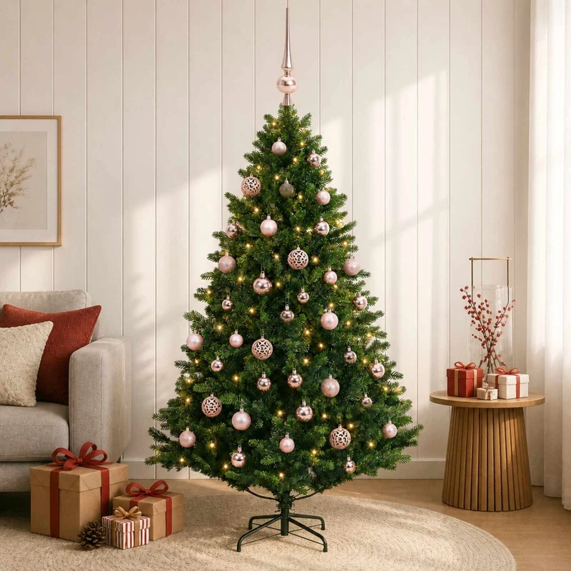 Albero di Natale Artificiale con Palline 150 cm 150 LED 3465778