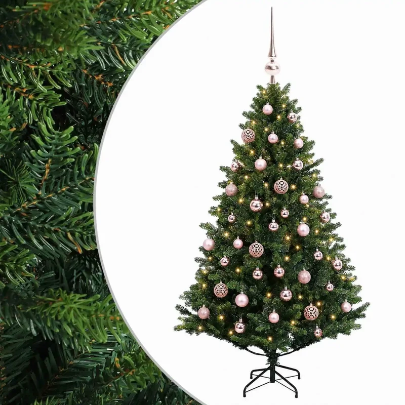 Albero di Natale Artificiale con Palline 150 cm 150 LED 3465778