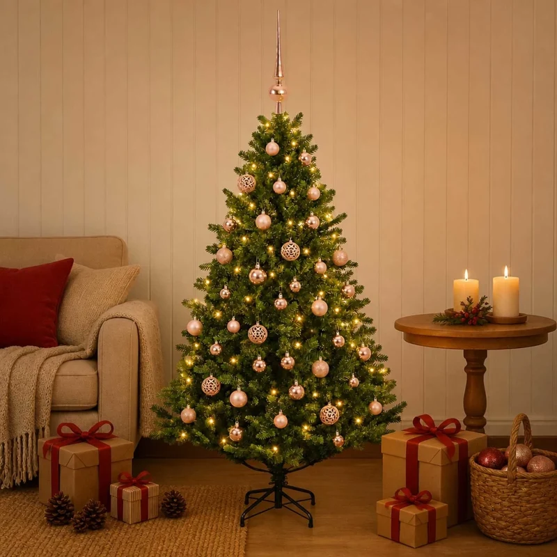 Albero di Natale Artificiale con Palline 150 cm 150 LED 3465778