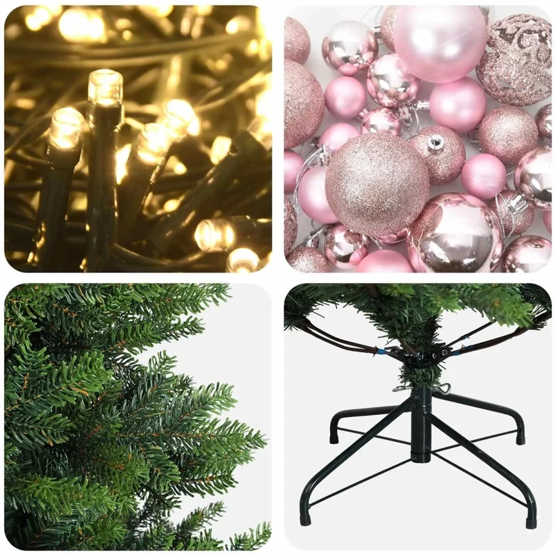 Albero di Natale Artificiale con Palline 150 cm 150 LED 3465778