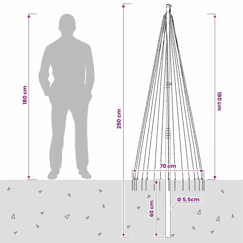 Luci per albero di Natale con picchetti e asta per bandiera 3468898