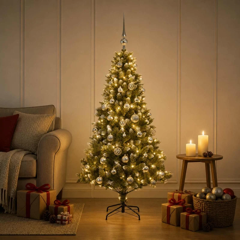 Albero di Natale Artificiale con Palline 120 cm 150 LED 3461350