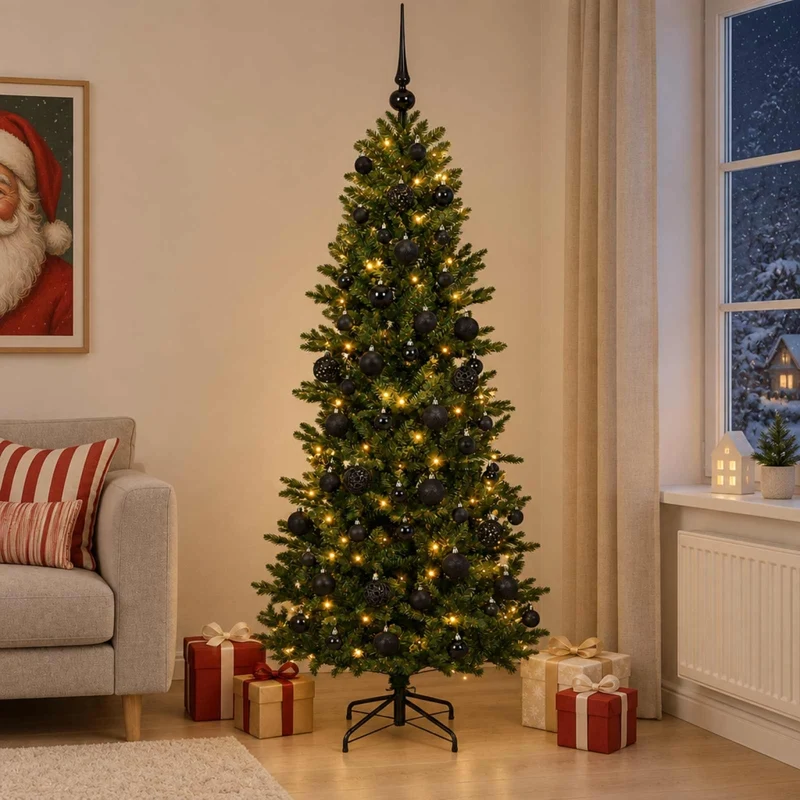 Albero di Natale artificiale con palline 210 cm 300 LED 3466377