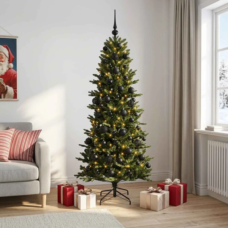 Albero di Natale artificiale con palline 210 cm 300 LED 3466377