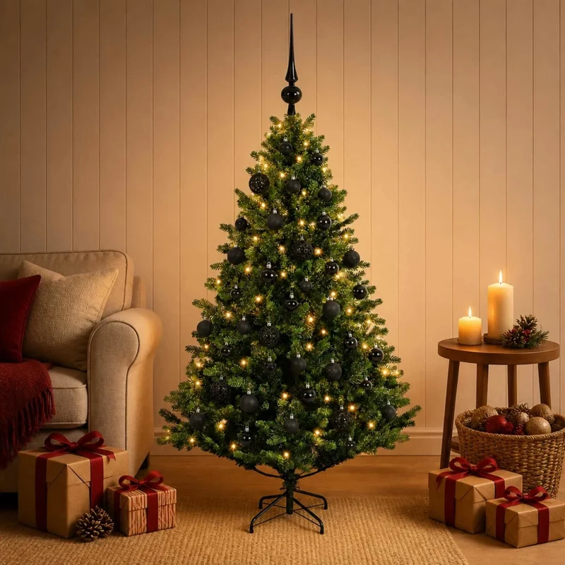 Albero di Natale Artificiale con Palline 120 cm 150 LED 3465585