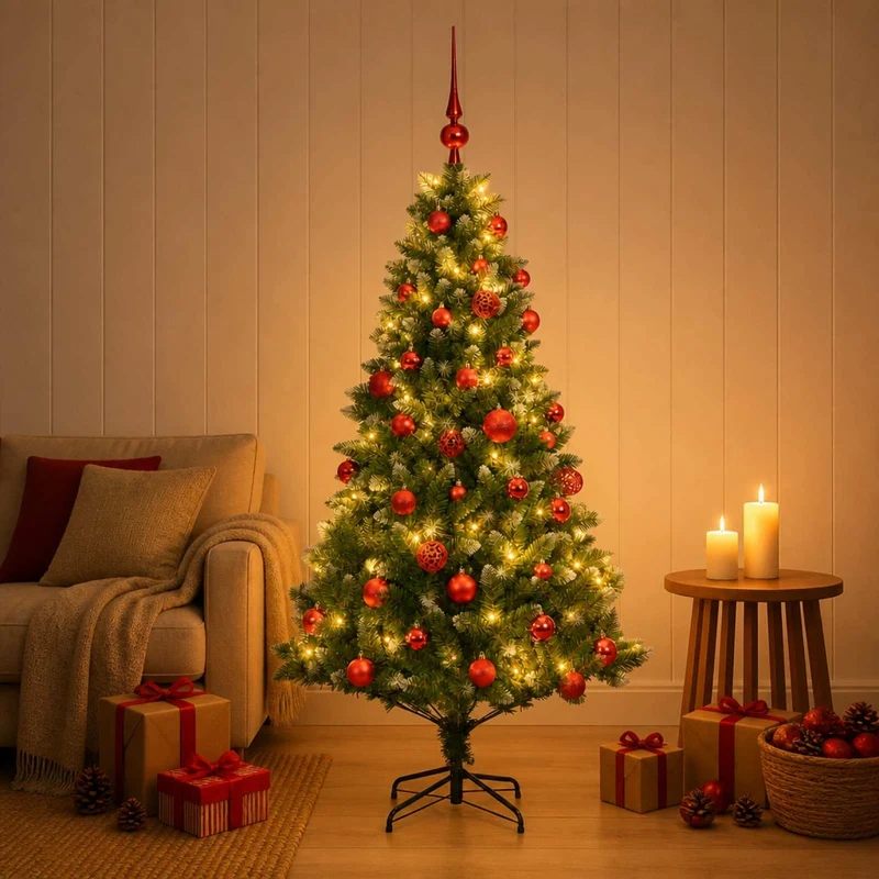Albero di Natale Artificiale con Palline 150 cm 150 LED 3461326