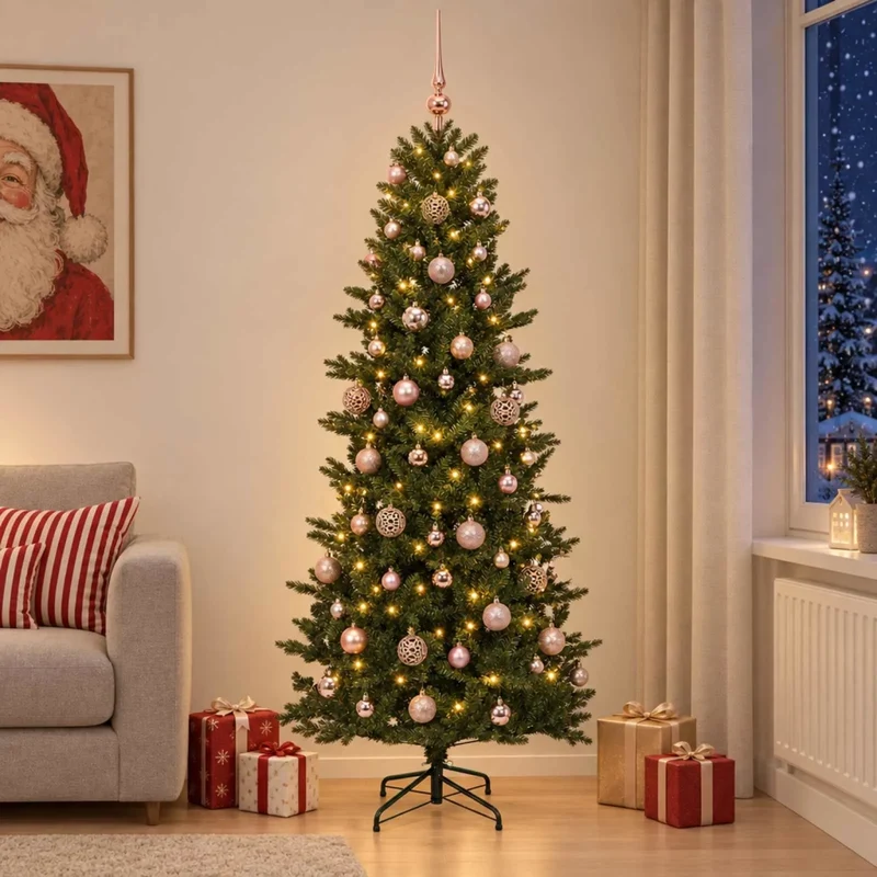 Albero di Natale artificiale con palline 210 cm 300 LED 3466649